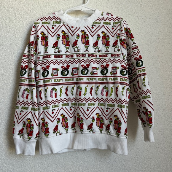 180 Unisex Hanna Andersson Dr. Suess Grinch Sweatshirt Fair Isle Holidays - Picture 2 of 7